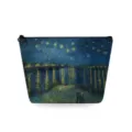 Neceser de viaje con estampado de arte de pintura al óleo clásica, bolsa organizadora con cremallera. - Estilo Noche Estrellada sobre el Ródano (sn2439)