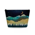 Elegante borsa cosmetica con stampa paesaggio pratica custodia con zip per viaggi. - Stile Montagna Innevata Luna Cielo Stellato (sn3093)