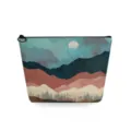 Borsa cosmetica con stampa paesaggio, custodia portaoggetti in tela, astuccio elegante. - Stile Pianure di Paesaggio Vintage (sn3094)