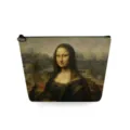 Bolsa de cosméticos compacta con estampado de pintura al óleo y diseño de Mona Lisa. - Estilo Pintura Famosa Mona Lisa (sn3002)
