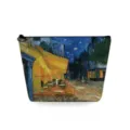 Detalle de neceser con estampado de pintura al óleo, bolsa de maquillaje de viaje con cremallera. - Estilo Impresión El Café de Noche (sn3004)