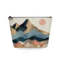 Handige canvas cosmetische tas met artistieke abstracte berglandschap printontwerp. - Zonsondergang Gelaagde Landschap Stijl (sn3102)