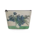 Bolsa cosmética de lona con famoso estampado de pintura al óleo, estuche de maquillaje. - Estilo Pintura al Óleo Lirios de Van Gogh (sn3007)