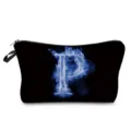 Blauesem Buchstaben Druck Kosmetiktasche wasserdicht Make-up Aufbewahrungstasche Reisetasche - Blaue Flamme Buchstabe P (hz2350)