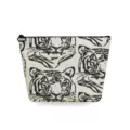 Bolsa de aseo de viaje portátil con estampado animal abstracto, diseño minimalista. - Estampado de tigre en blanco y negro (sn2702)