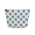 Bolsa de cosméticos de viaje portátil con estampado de mal de ojo, elegante estuche de maquillaje. - Ojo turco azul y blanco (sn2703)