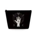 Bolsa de maquillaje negra de lona con estampado de ojo místico para viajes ideales. - Símbolos ocultos negros (sn2705)