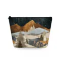 Gedetailleerd uitzicht van het cosmetische etui met artistieke berg- en sterrenhemelprint. - Abstracte Sterrenhemel Dennen Stijl (sn3111)