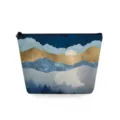 Make-up tasje met landschap print stijlvolle etui abstracte kunst opbergtasje clutch - Blauw Goud Abstract Landschap Stijl (sn3112)