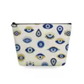 Bolsa de maquillaje de lona con estampado de mal de ojo azul, estuche cosmético portátil de viaje. - Ojo Turco Azul Dorado (sn2721)
