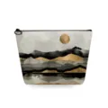 Moderne abstracte landschap cosmetische tas, linnen make-up tas met handige ritsluiting. - Modern Abstract Inkt Landschap Stijl (sn3124)