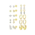 Orecchini a cerchio lobo in acciaio inossidabile zircone set da 8 pezzi gioielli moda - Oro