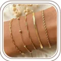 Conjunto de pulseras de cadena dorada elegantes joyas apilables de acero inoxidable - Juego 3