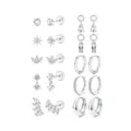 Set di orecchini a lobo e cerchio in acciaio inossidabile zircone argento moda donna - Colore acciaio