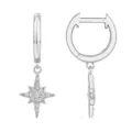 Orecchini a cerchio stella in zircone argento, gioielli pendenti celesti con cristalli brillanti. - Stile Stella Ottagonale 2 / Oro