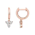 Orecchini a cerchio pendenti in oro rosa con zirconi lucidi eleganti gioielli da donna. - Stile Tre Pietre 4 / Oro