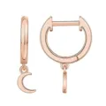 Boucles d'oreilles créoles or rose lune, bijoux cuivre élégants minimalistes femme. - Style Pendentif Lune (款式6) / Or