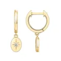 Boucles d'oreilles créoles plaquées or avec pendentif ovale zircon, bijou élégant pour femmes - Style Pendentif Oval Étoile du Nord (款式7) / Or