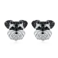 Cute silver Schnauzer dog earrings featuring sparkling black zirconia stones for daily wear. - Schnauzer (Style 2)