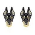 Cute Doberman dog stud earrings for women, black and gold chic crystal pave fashion jewelry. - Doberman (Style 4)