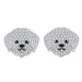 Lindos pendientes de tuerca de cachorro circonita brillante para mujer, joyas plateadas. - Perro Pave Plata (Estilo 5)
