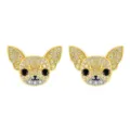 Pendientes de botón de cachorro de oro lindos con cristales brillantes y ojos de piedra. - Perro Dorado (Estilo 6)