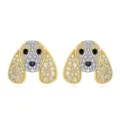Bonitos pendientes de tuerca de cachorro para mujer, joyería de moda con piedras brillantes. - Perro Bicolor (Estilo 8)