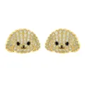 Pendientes de Boton Perro Caniche Oro Strass Cristal Bonito Joyeria de Moda Mujer - Perro Sentado Pave Dorado (Estilo 10)