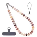 Natural stone phone strap beaded charm stylish mobile lanyard for women fashion accessory - Style 2 / Gold