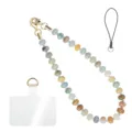 Natural stone beaded phone strap with gold clasp, versatile keychain and camera charm lanyard. - Style 4 / Gold