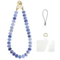 Natural Stone Beaded Phone Strap Blue Purple Crystal Lanyard Charm With Tether Tab - Style 12