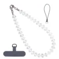 Clear Beaded Phone Lanyard Strap Minimalist Crystal Phone Charm with Patch and Tether Loop - Style 14