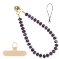 Elegant purple beaded phone charm strap with gold hardware and tether tab for daily phone decoration. - Style 19