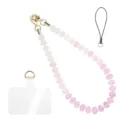 Natural stone phone lanyard pink gradient beaded strap charm with metal clasp and tether tab - Style 20