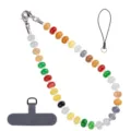 Colorful natural stone phone charm dopamine style beaded strap with lanyard patch set - Style 23
