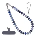 Natural stone beaded phone charm strap with metal clasp and tether tab for women variant - Style 28