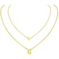 Collar de doble capa con corazón y letra G dorada, elegante joya para mujer actual. - Letra G