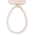Natural stone beaded phone charm elegant pink crystal lanyard for women stylish phone strap - Pink Crystal