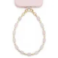 Pink natural stone and pearl beaded phone charm strap, elegant chic mobile phone accessory. - Pink Quartz Artificial Pearl Style