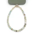 Natural stone phone charm strap, elegant beaded mobile lanyard with gold hardware. - Multi-color