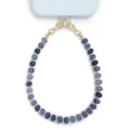 Blue natural stone beaded phone strap short mobile charm elegant handmade accessory for women - Blue