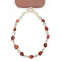 Natural stone beaded phone charm lanyard stylish gemstone phone strap for women gift - Red And Green Stone Style
