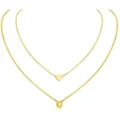 Collar doble dorado con colgante de corazón y letra O, joyería elegante para mujer. - Letra O