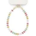 Colorful natural stone beaded phone charm strap short wrist lanyard for women gift - Colorful Flat Beads Style