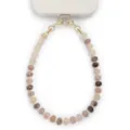Natural stone beaded phone charm strap with gold metal clasp for women stylish mobile accessory - Mixed Color Style