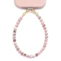 Natural stone beaded phone charm stylish rhodonite gemstone strap for women gift accessories - Pink And Brown Pattern Style
