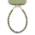 Natural stone beaded phone charm stylish unakite crystal beaded wrist strap for women. - Green And Red Pattern Style