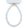 Natural stone beaded phone strap elegant crystal charm stylish mobile phone chain accessories. - Light Blue