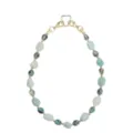 Beaded Phone Charm Green Natural Stone Strap Short Necklace Fashion Accessories Gift - Emerald Green Stone Style