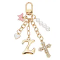Portachiavi Lettera Z Dorata Croce Strass Perla Cuore Farfalla Pendente Ciondolo Borsa - Lettera Z